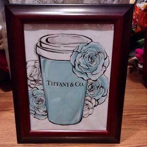 Tiffany coffee cup picture wood frame